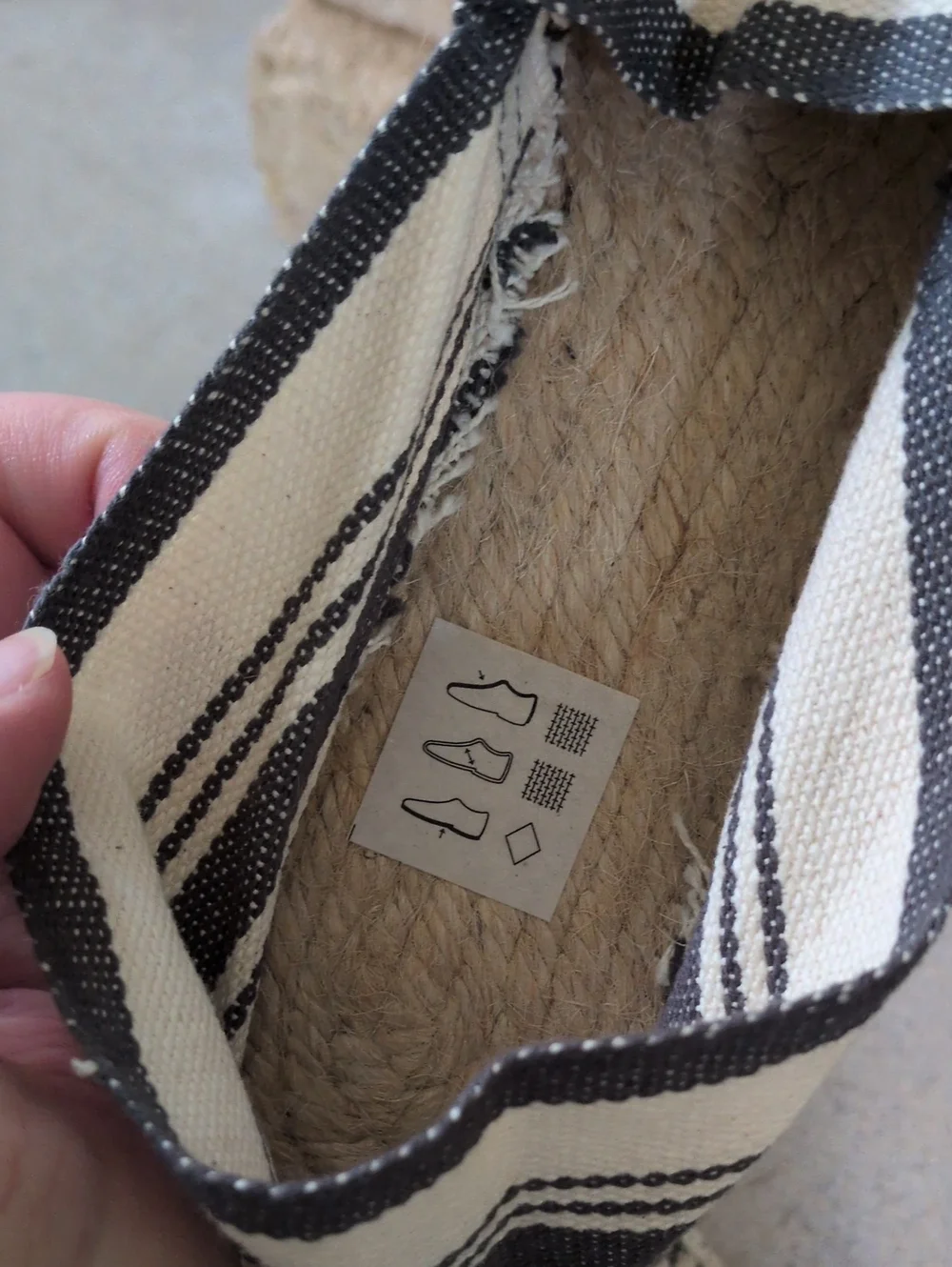 COSIDO A MANO I Blue & Cream Striped Canvas Espadrille Slip-Ons Shoes, 38 7.5-8